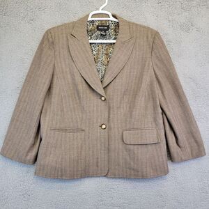 Focus 2000 Women's Blazer Size 18 Brown Business 2 Button Plaid Career Wear Jack